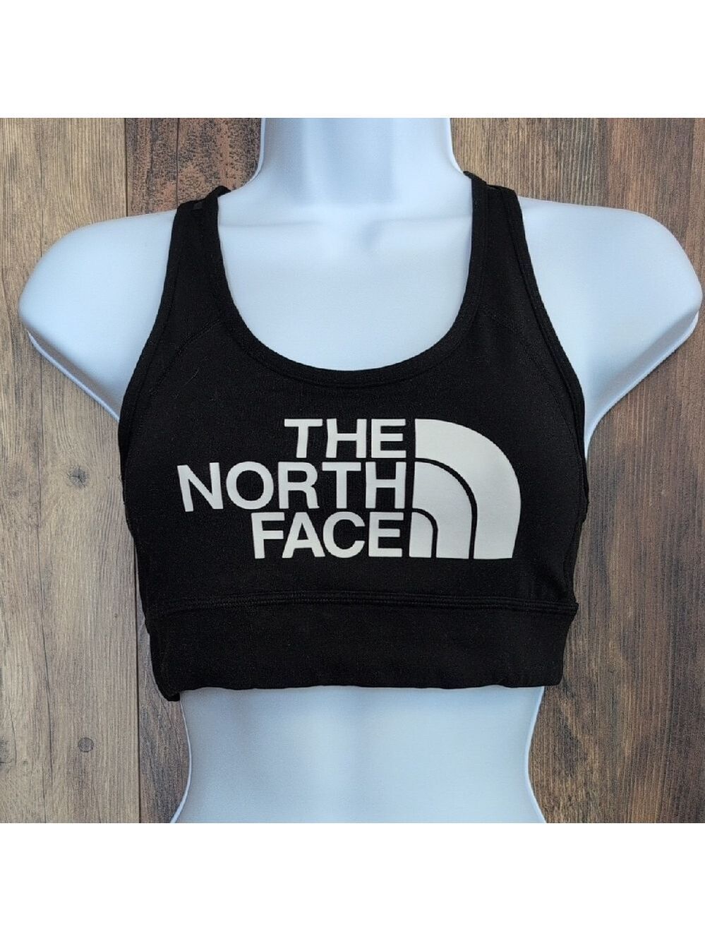 The North Face Black/White Sheer Back Strap Activewear Sports Bra M